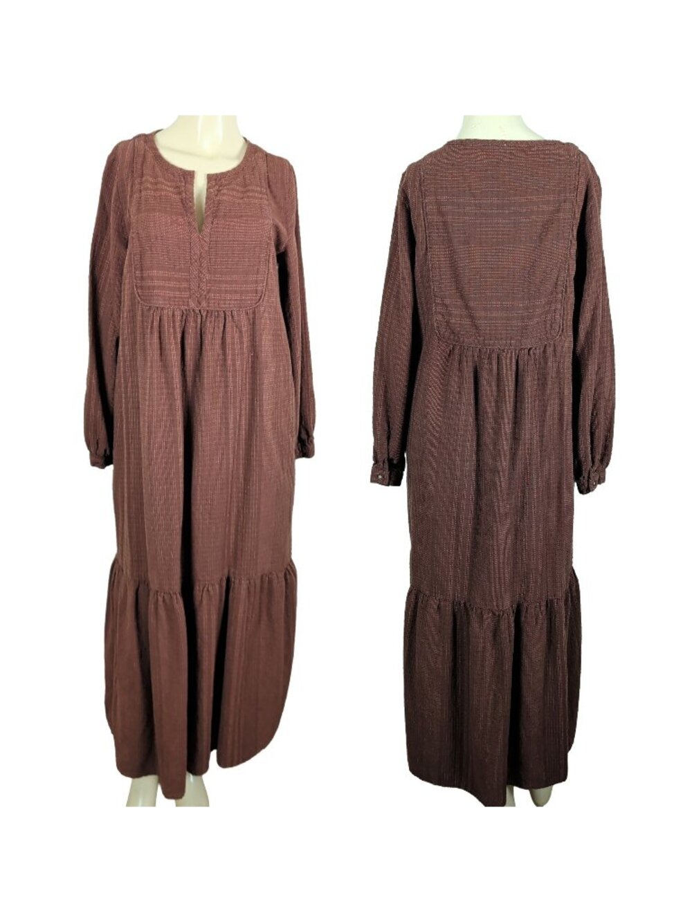 POETRY Brown Maxi Dress US 6 Hemp Organic Cotton Boho Peasant Prairie